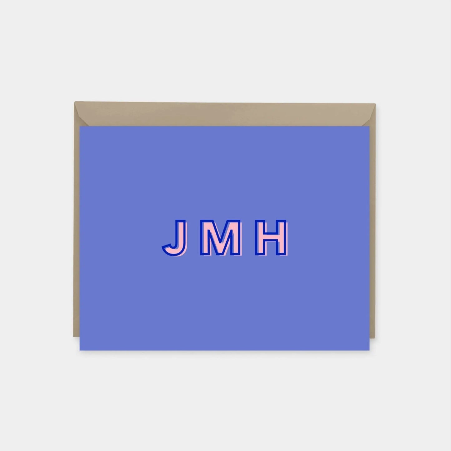 Blue Modern Monogram Note Cards