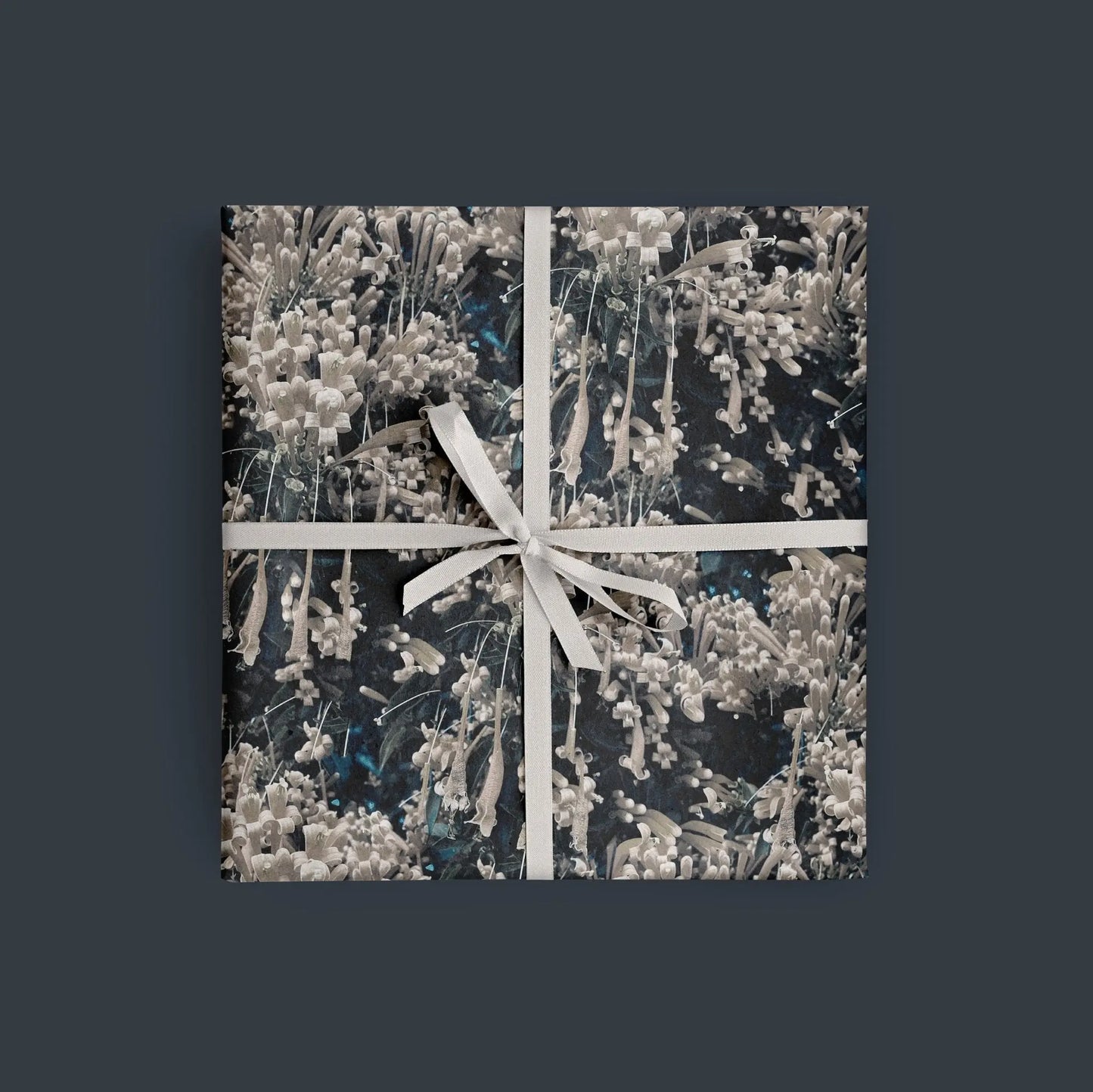 White Tropical Floral Gift Wrap