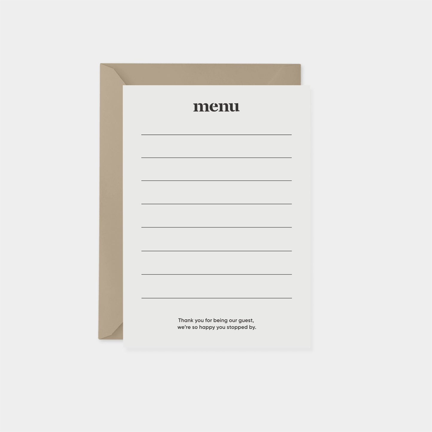 Blank Menu Card