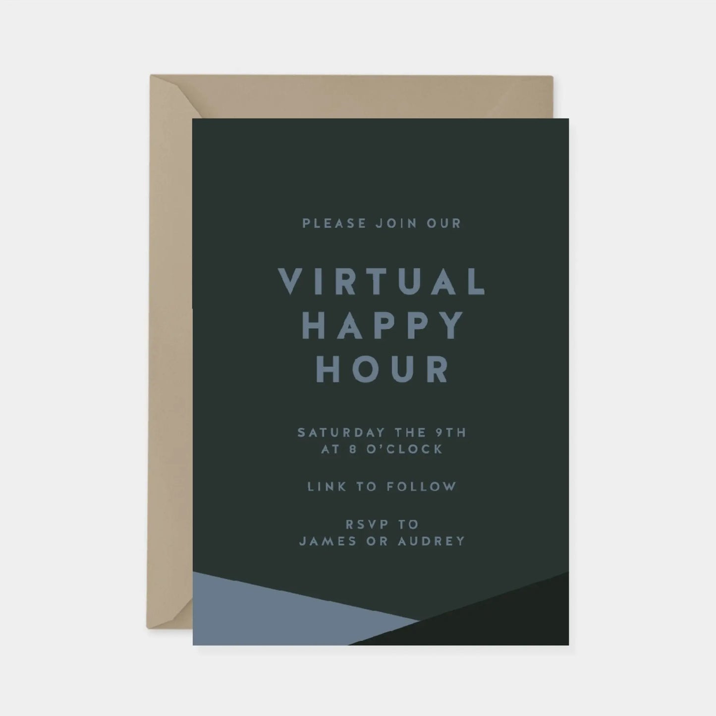 Dark Green Color Block Event Invitation