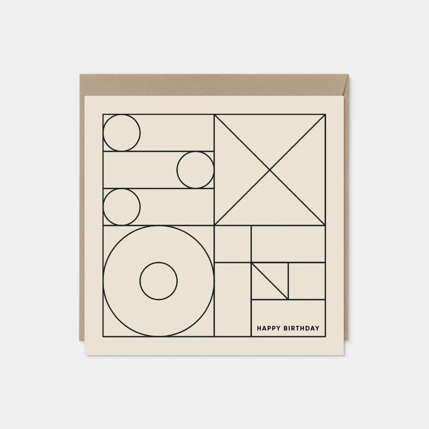 Geo Modern Line Art Card, Happy Birthday