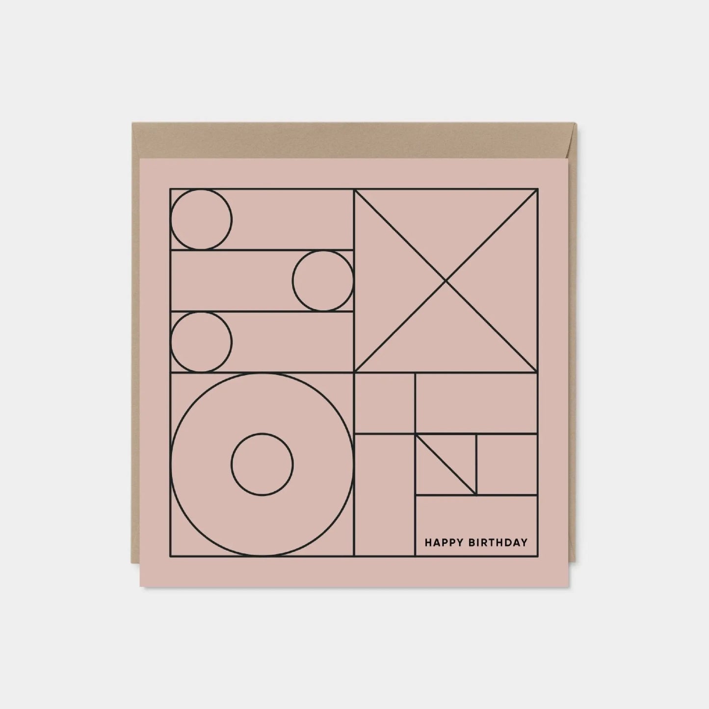 Geo Modern Line Art Card II, Happy