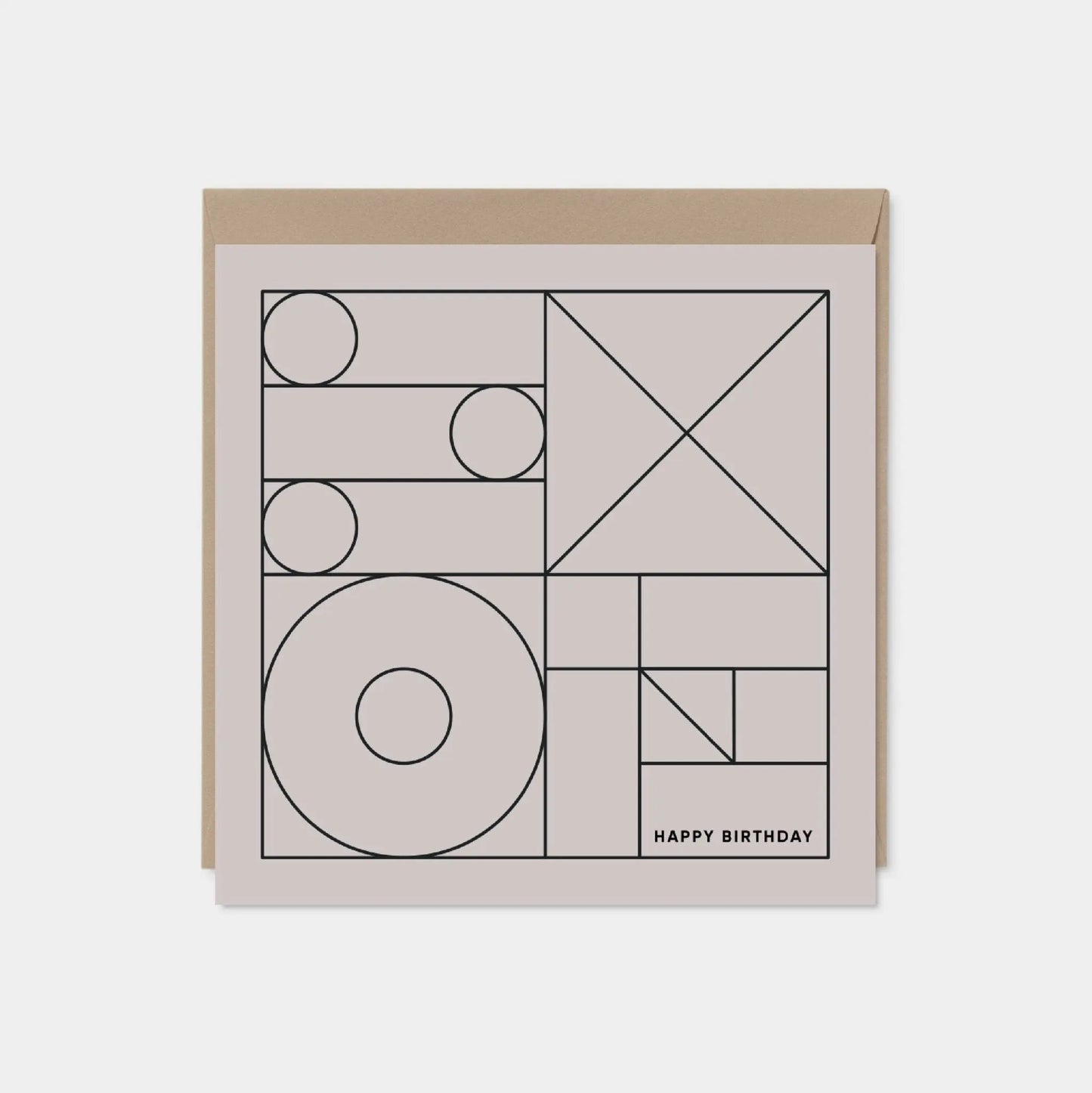 Geo Modern Line Art Card IV, Happy