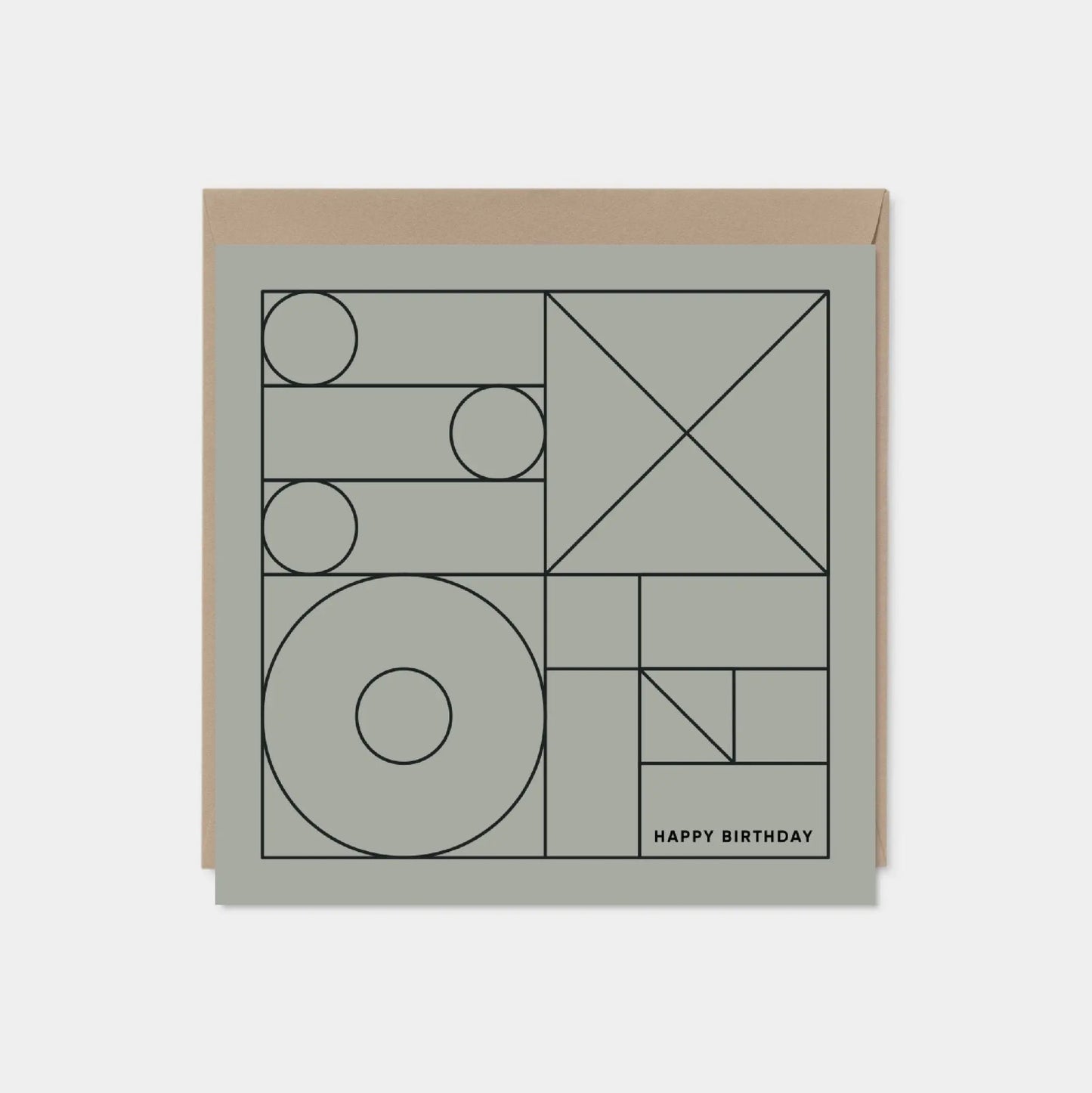 Geo Modern Line Art Card V, Happy