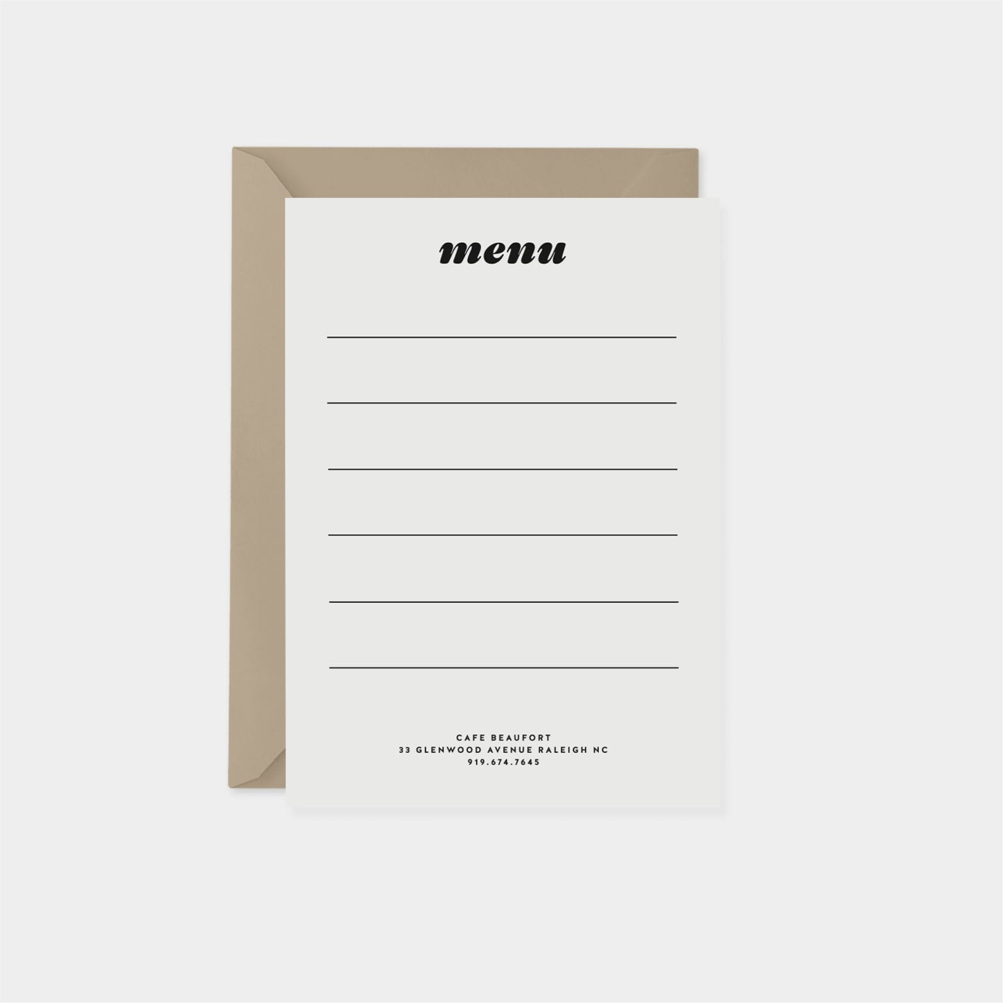 Personalized Blank Menu Card