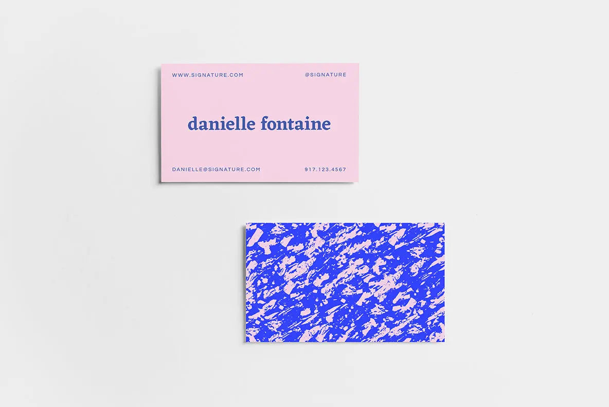 Pink and Blue Marble Business Card