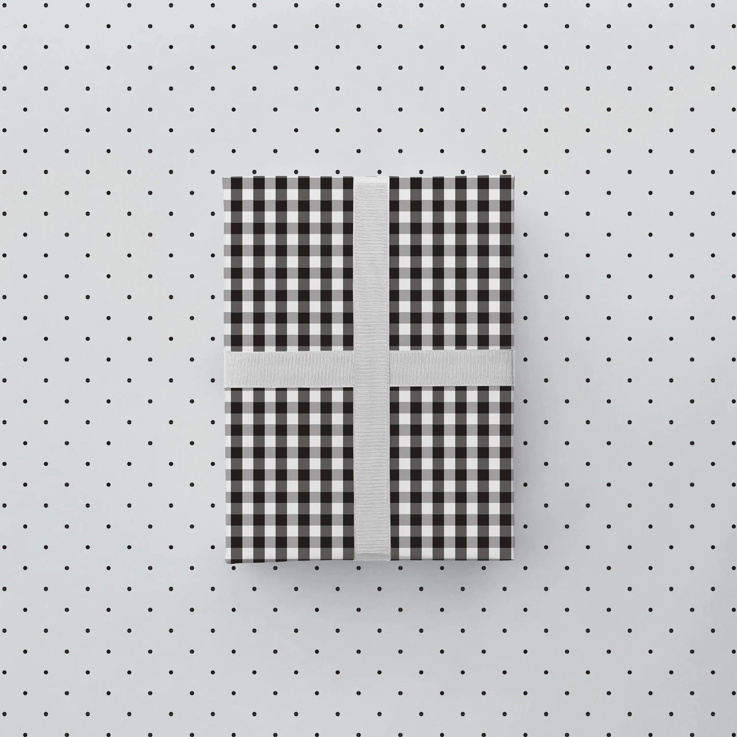 Vintage Black Dot and Gingham Gift Wrap