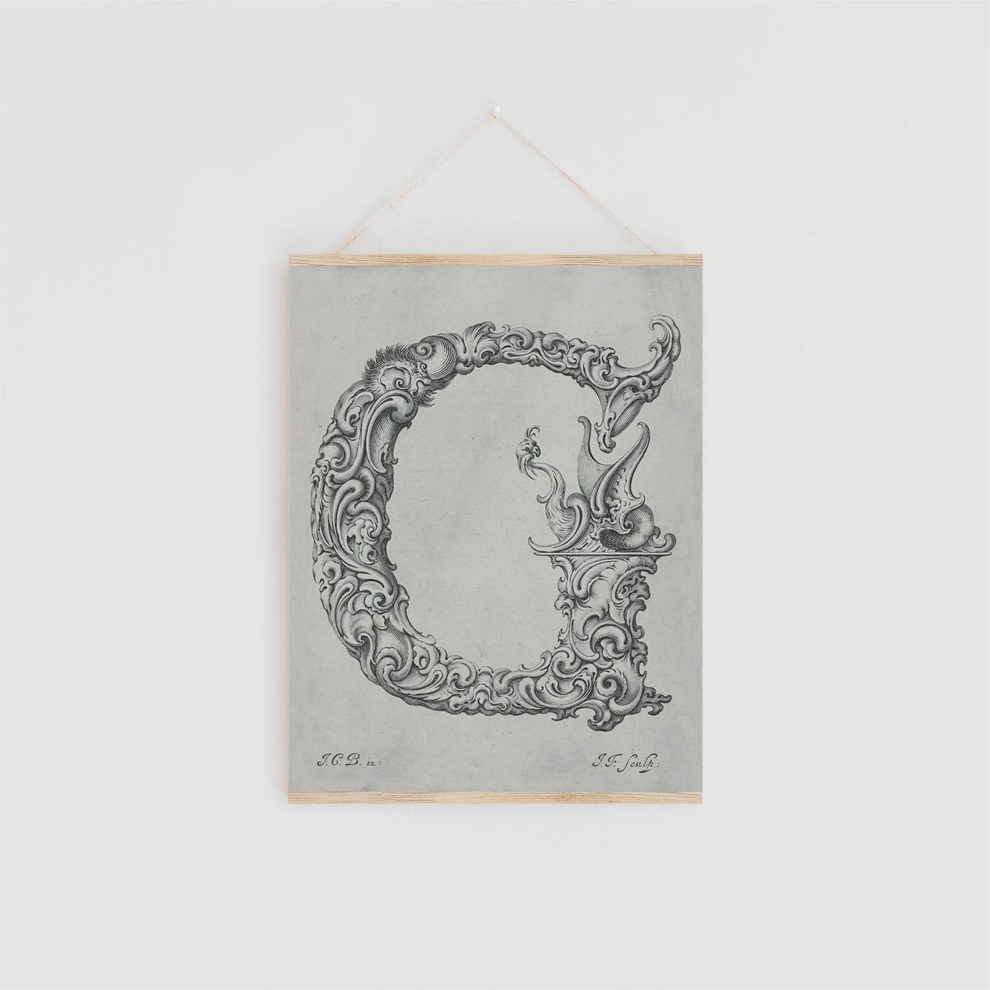 Vintage Letter Art Print with Hanger