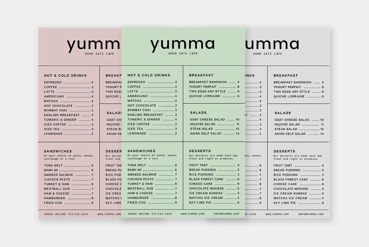 Yumma Menu