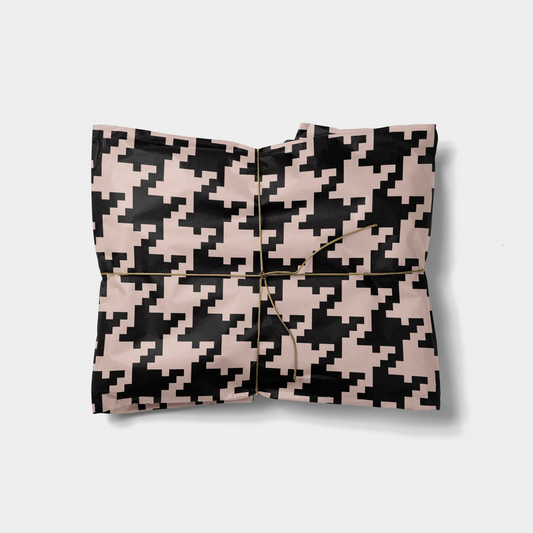 Pink Oversized Houndstooth Gift Wrap