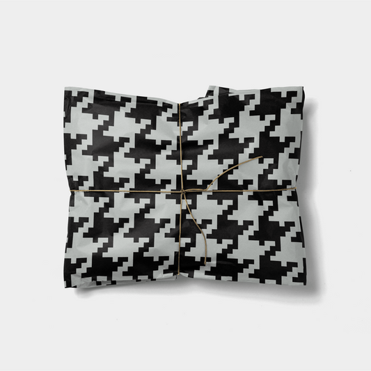 Gray Oversized Houndstooth Gift Wrap