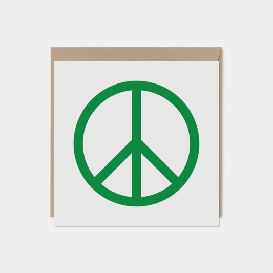 Green Peace Sign Card, Square Peace