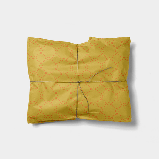 Islamic Geowire Gift Wrap, Gold, Orange