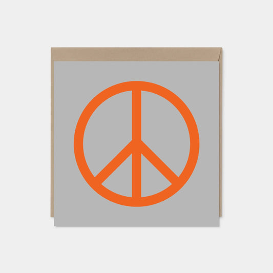 Peace Card, Orange and Gray, Square