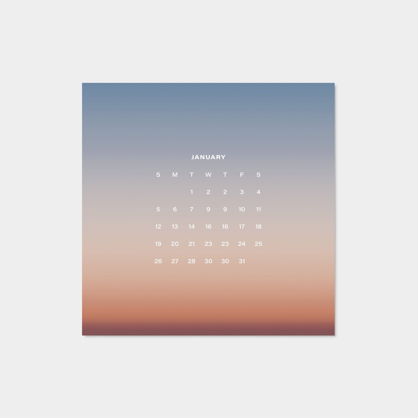 2025 Ombre Sky Calendar