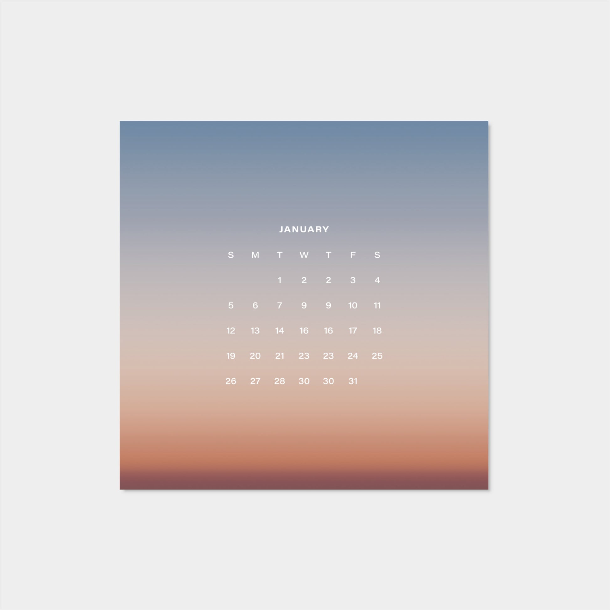 2025 Ombre Sky Calendar