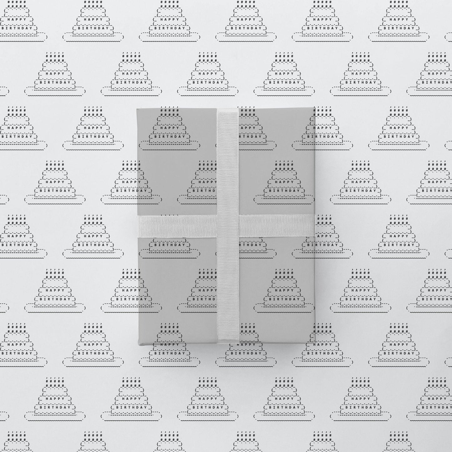 ASCII Art Birthday Cake Gift Wrap Paper-Gift Wrapping-The Design Craft