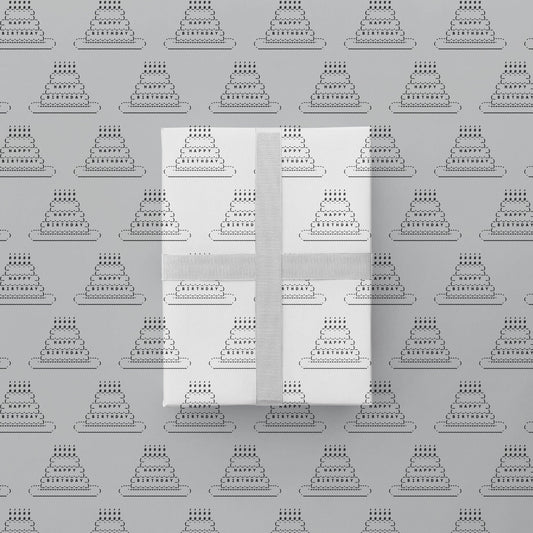 ASCII Art Birthday Cake Gift Wrap Paper-Gift Wrapping-The Design Craft