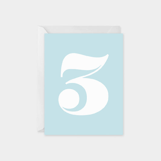 Age 3 Serif Number Birthday Card-Greeting & Note Cards-The Design Craft