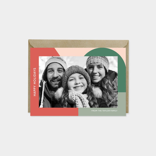 Big Geo Holiday Photo Card, Colorful-Greeting & Note Cards-The Design Craft