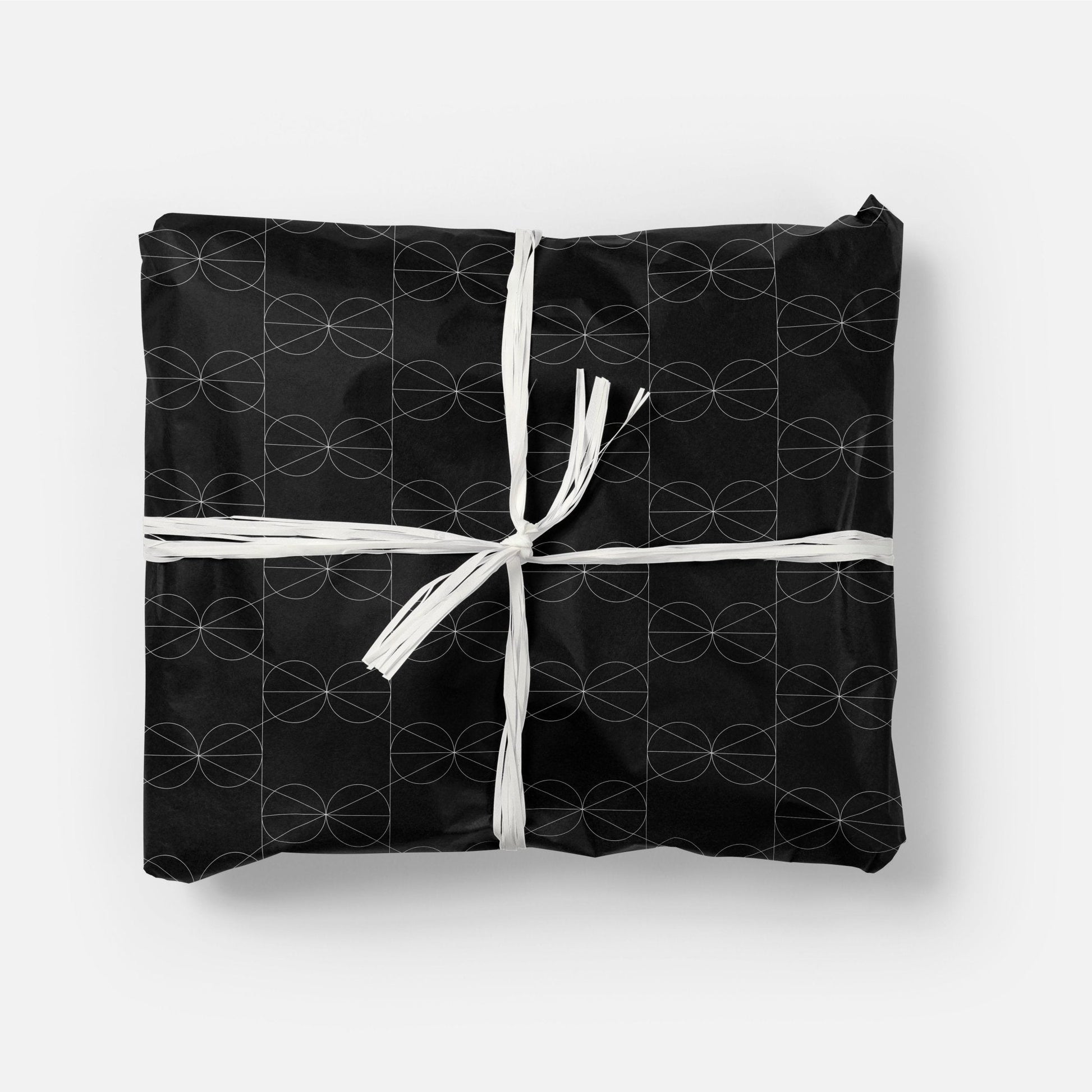 Black Geowire Gift Wrap II-Gift Wrapping-The Design Craft