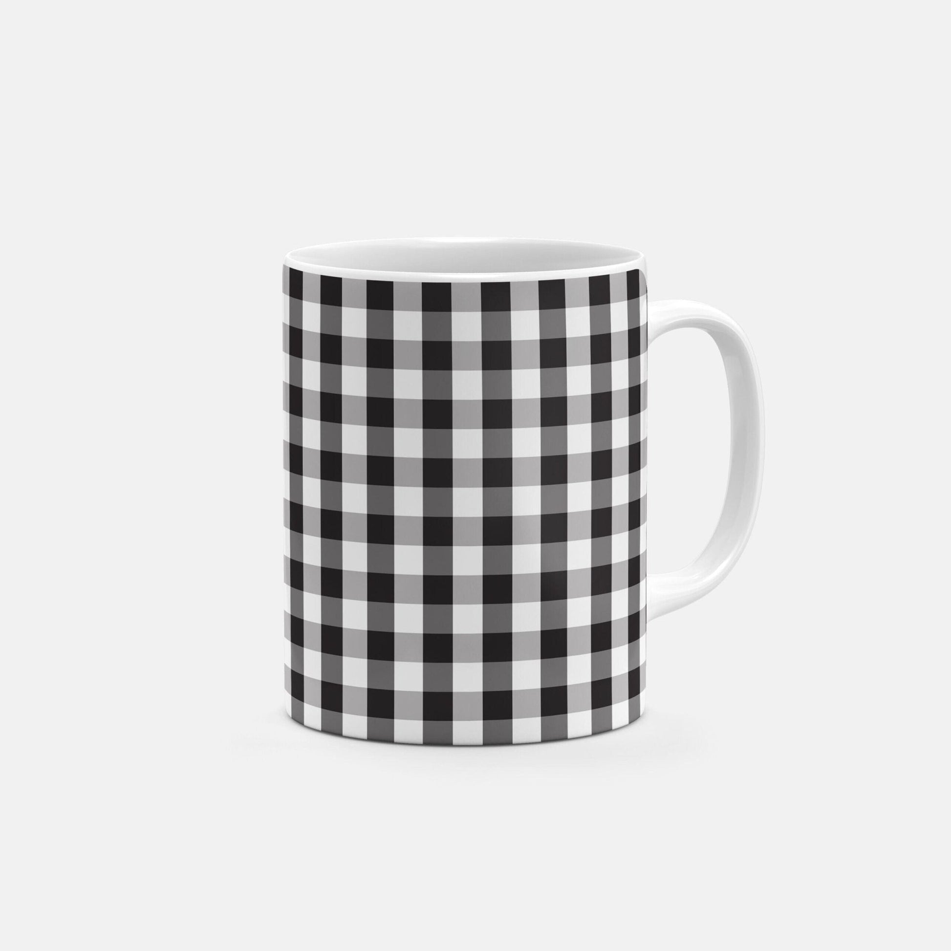 Black Gingham Mug-Mugs-The Design Craft