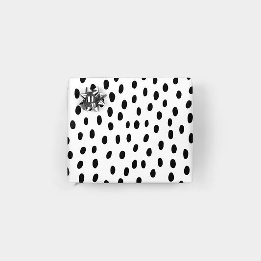 Black and White Handdrawn Polka Dots-Gift Wrapping-The Design Craft
