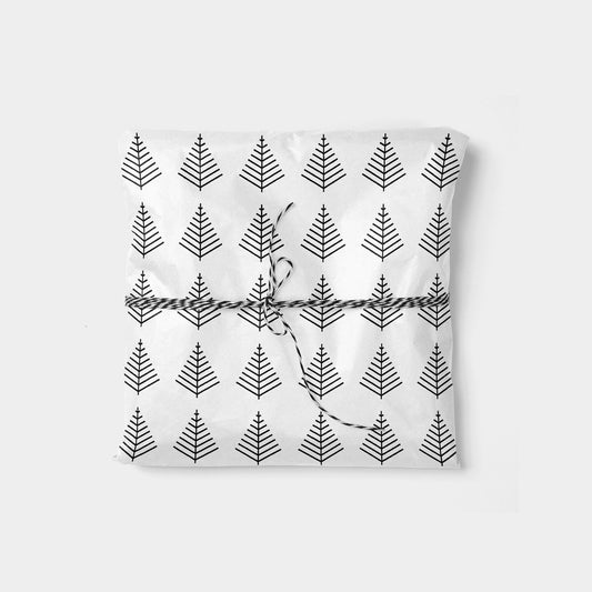 Black and White Minimal Christmas Tree Gift Wrap-Gift Wrapping-The Design Craft