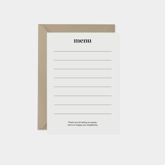 Blank Menu Card-Greeting & Note Cards-The Design Craft