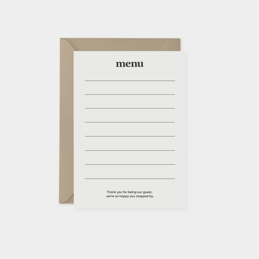 Blank Menu Card-Greeting & Note Cards-The Design Craft