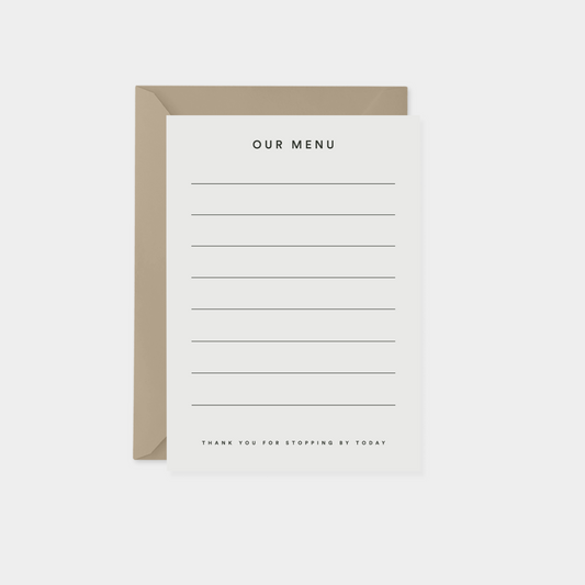 Blank Menu Card IV-Greeting & Note Cards-The Design Craft