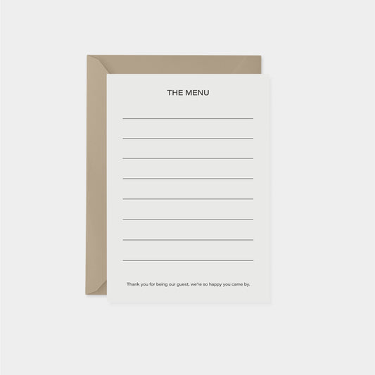 Blank Menu Card V-Greeting & Note Cards-The Design Craft