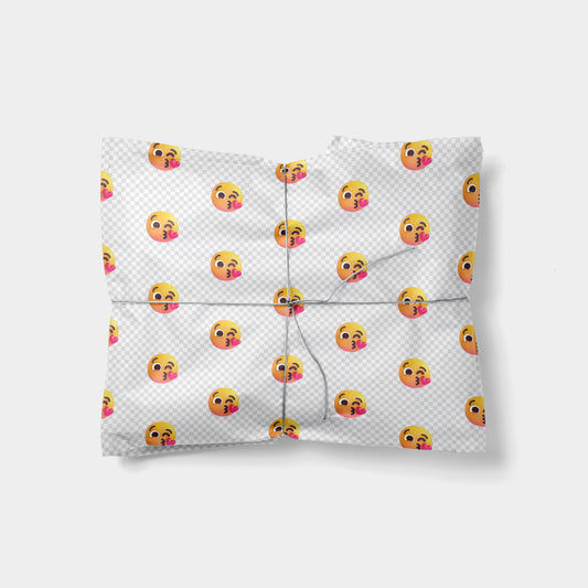 Blowing Kiss Face Emoji Gift Wrap-Gift Wrapping-The Design Craft