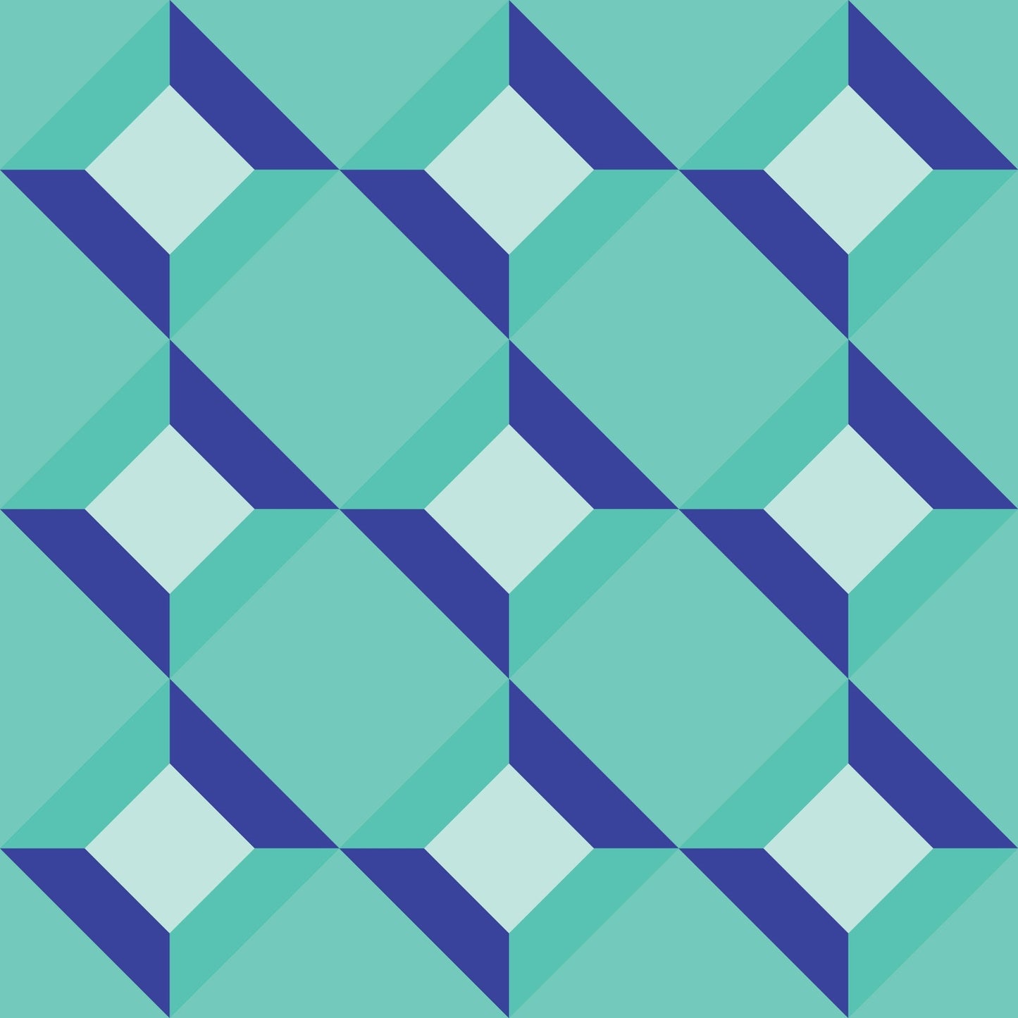 Blue & Aqua 3D Block Gift Wrap-Gift Wrapping-The Design Craft