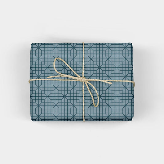 Blue Chinese Lattice Wrapping Paper-Gift Wrapping-The Design Craft