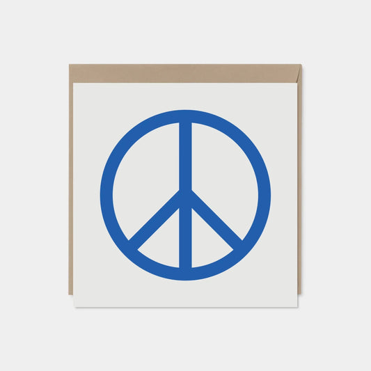 Blue Peace Sign Card, Square Peace Card,-Greeting & Note Cards-The Design Craft