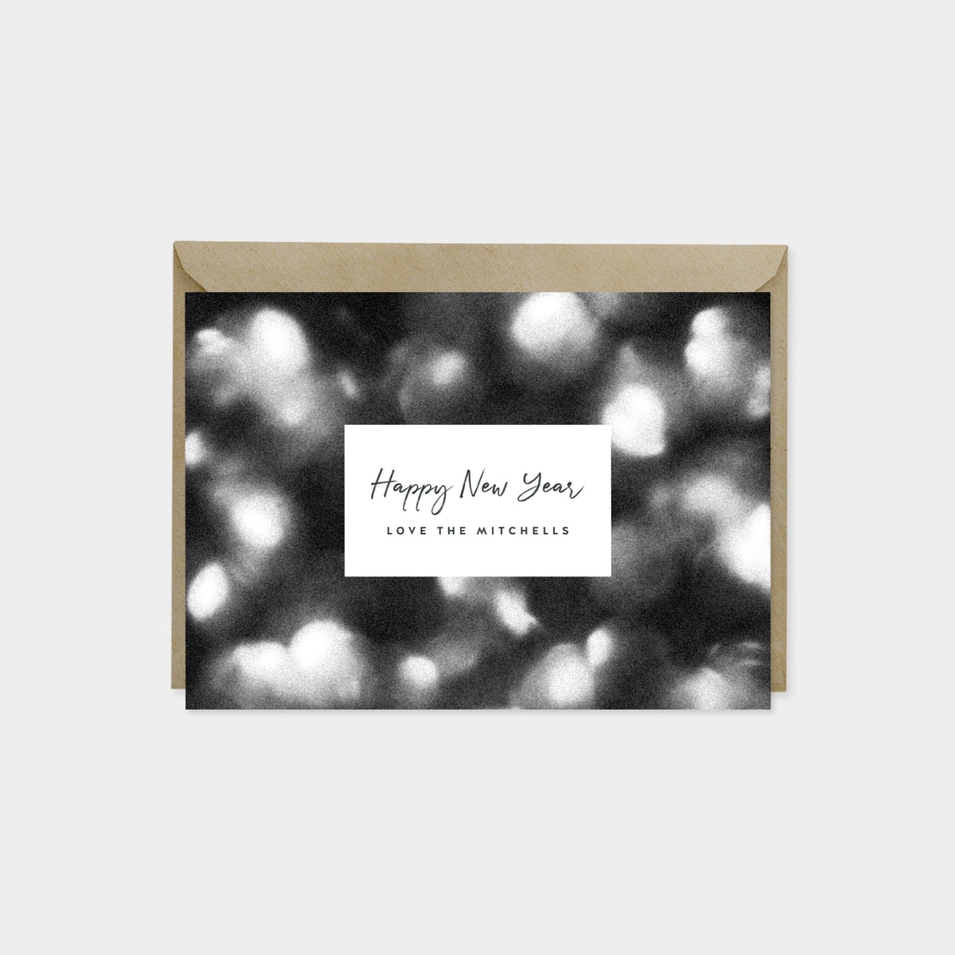 Bokeh Custom Happy New Year Cards-Greeting & Note Cards-The Design Craft