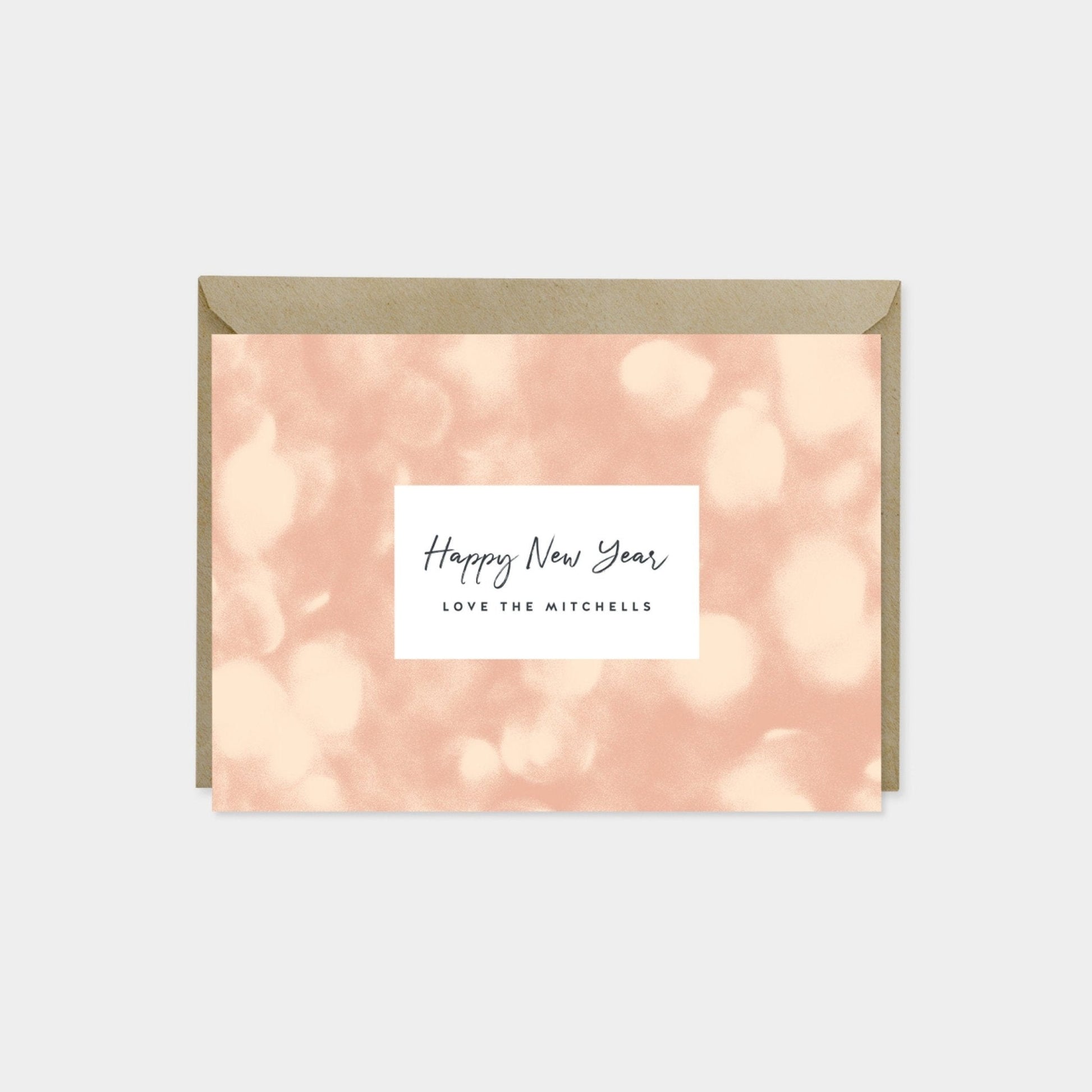 Bokeh Custom Happy New Year Cards-Greeting & Note Cards-The Design Craft