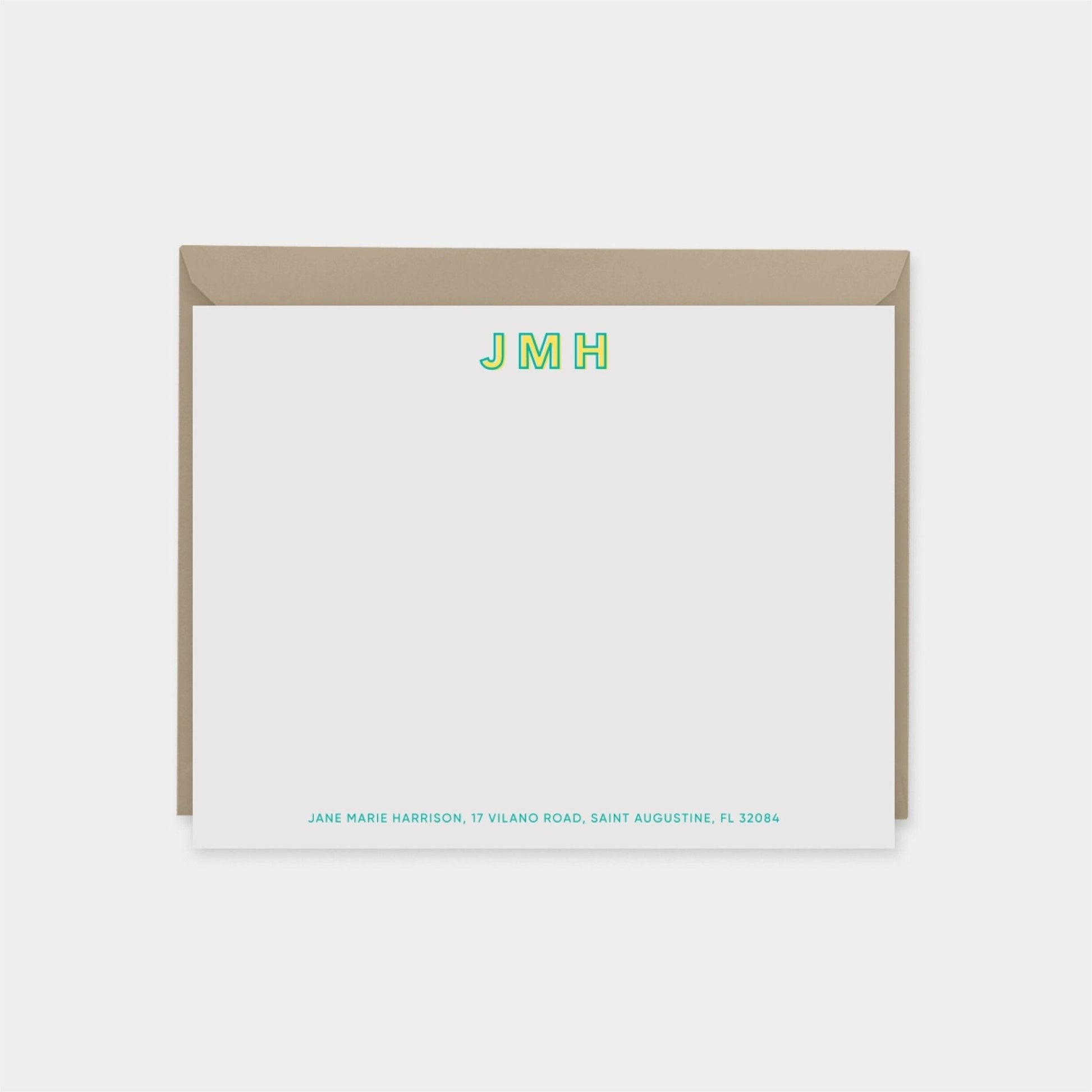 Bright and Modern Monogram Note Cards-Greeting & Note Cards-The Design Craft