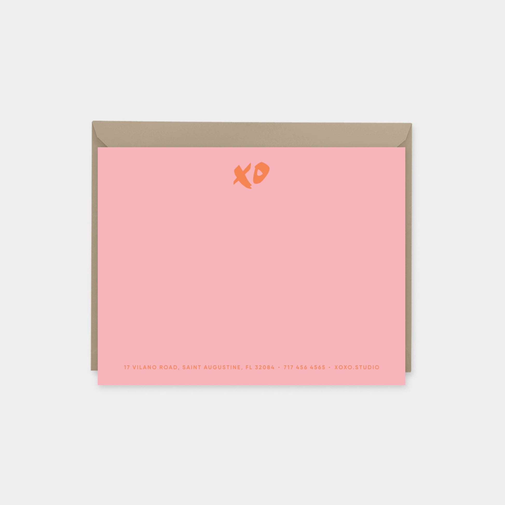 Brush Script XOXO Monogram Note Card-Greeting & Note Cards-The Design Craft