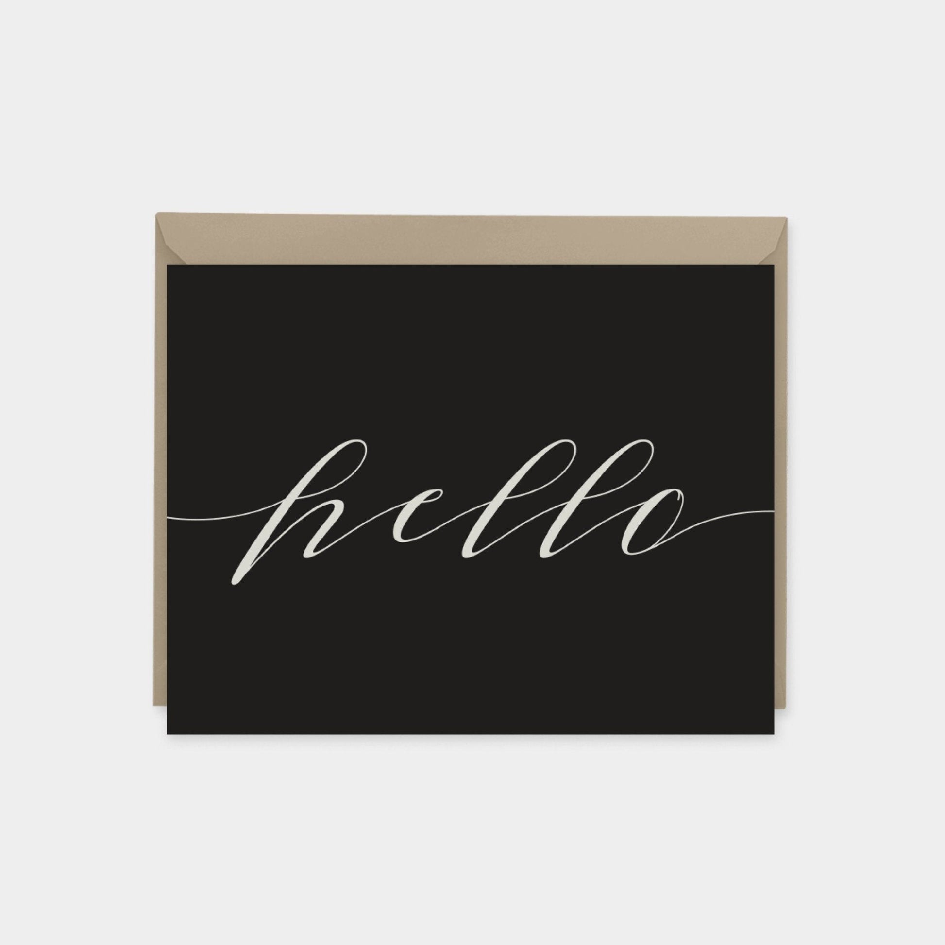 Calligraphy Script Hello Card, Black,-Greeting & Note Cards-The Design Craft