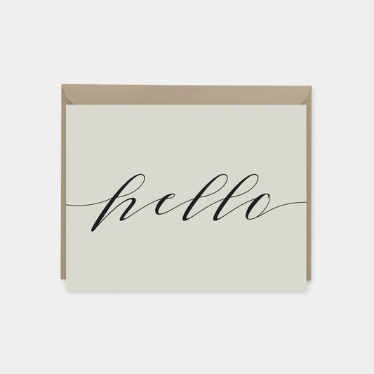 Calligraphy Script Hello Card, Natural,-Greeting & Note Cards-The Design Craft