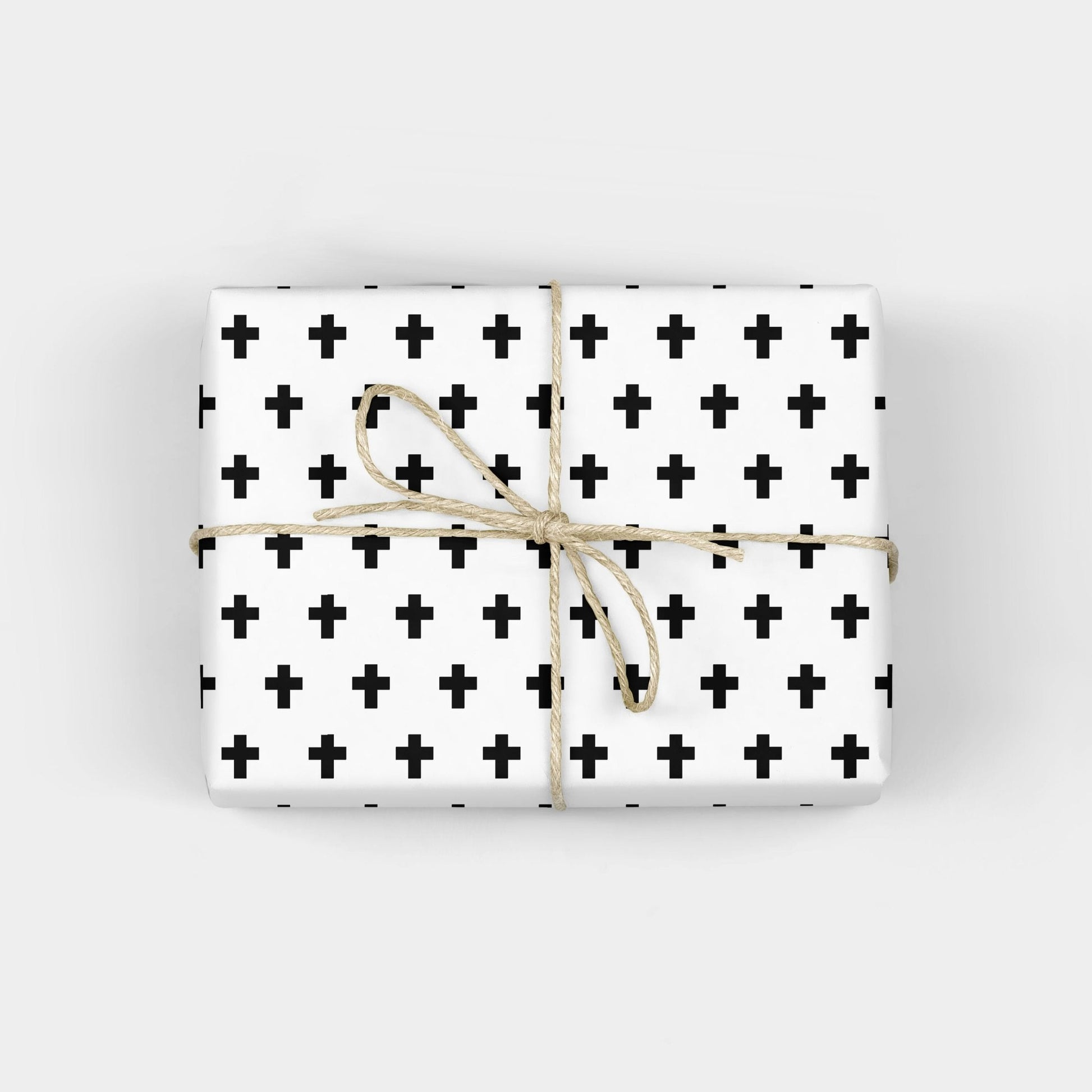 Christmas Cross Black and White Gift Wrap-Gift Wrapping-The Design Craft