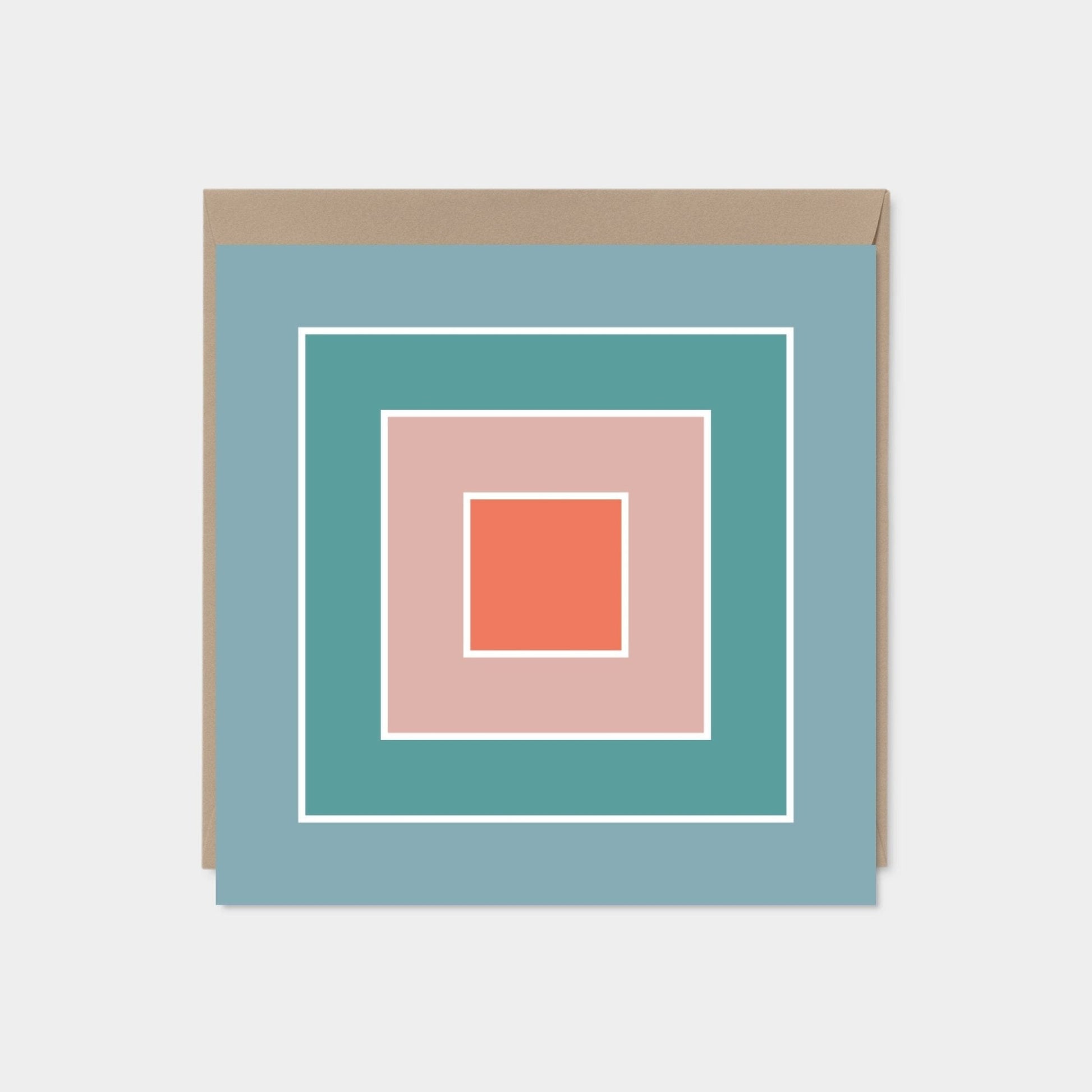 Color Block Square Card IX, Modern Art-Greeting & Note Cards-The Design Craft