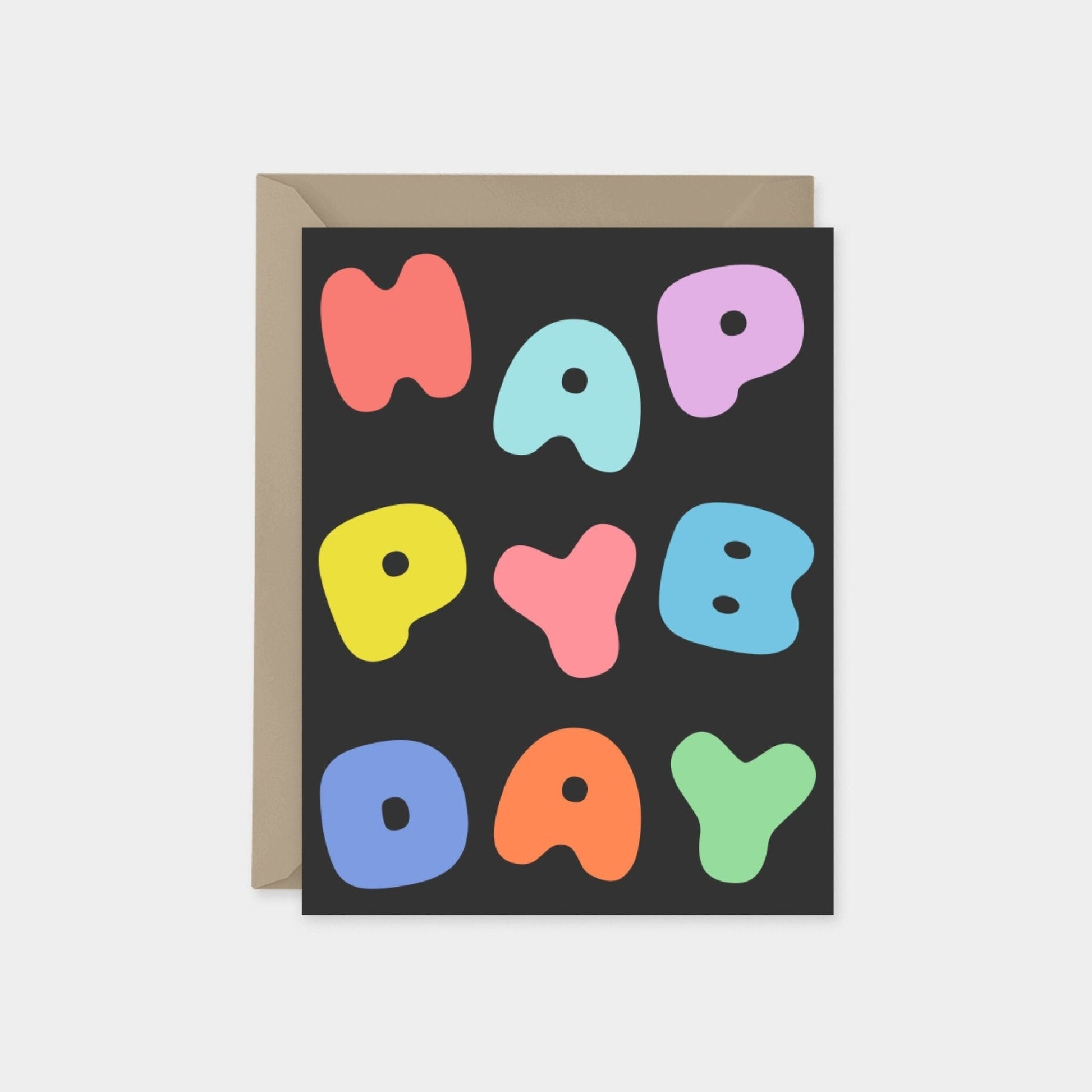 Colorful Happy Birthday Puffy Typography-Greeting & Note Cards-The Design Craft