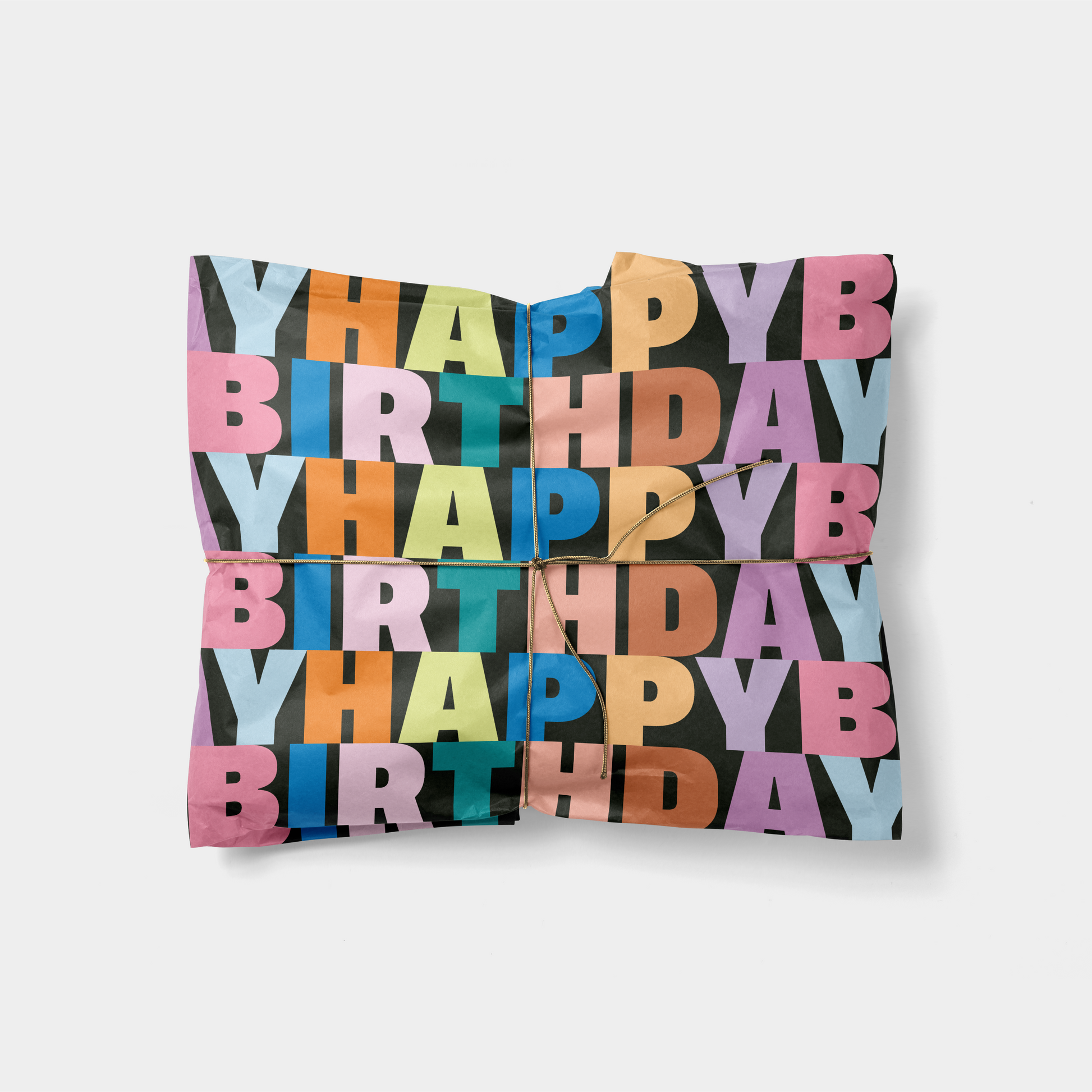 Colorful 'Happy Birthday' Typography-Gift Wrapping-The Design Craft