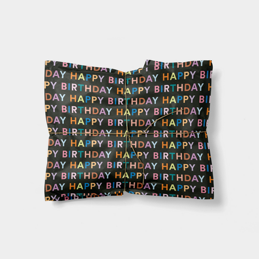 Colorful 'Happy Birthday' Typography-Gift Wrapping-The Design Craft