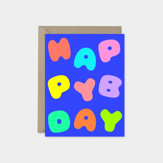 Colorful Puffy Letters "Happy Birthday" Card III-Greeting & Note Cards-The Design Craft