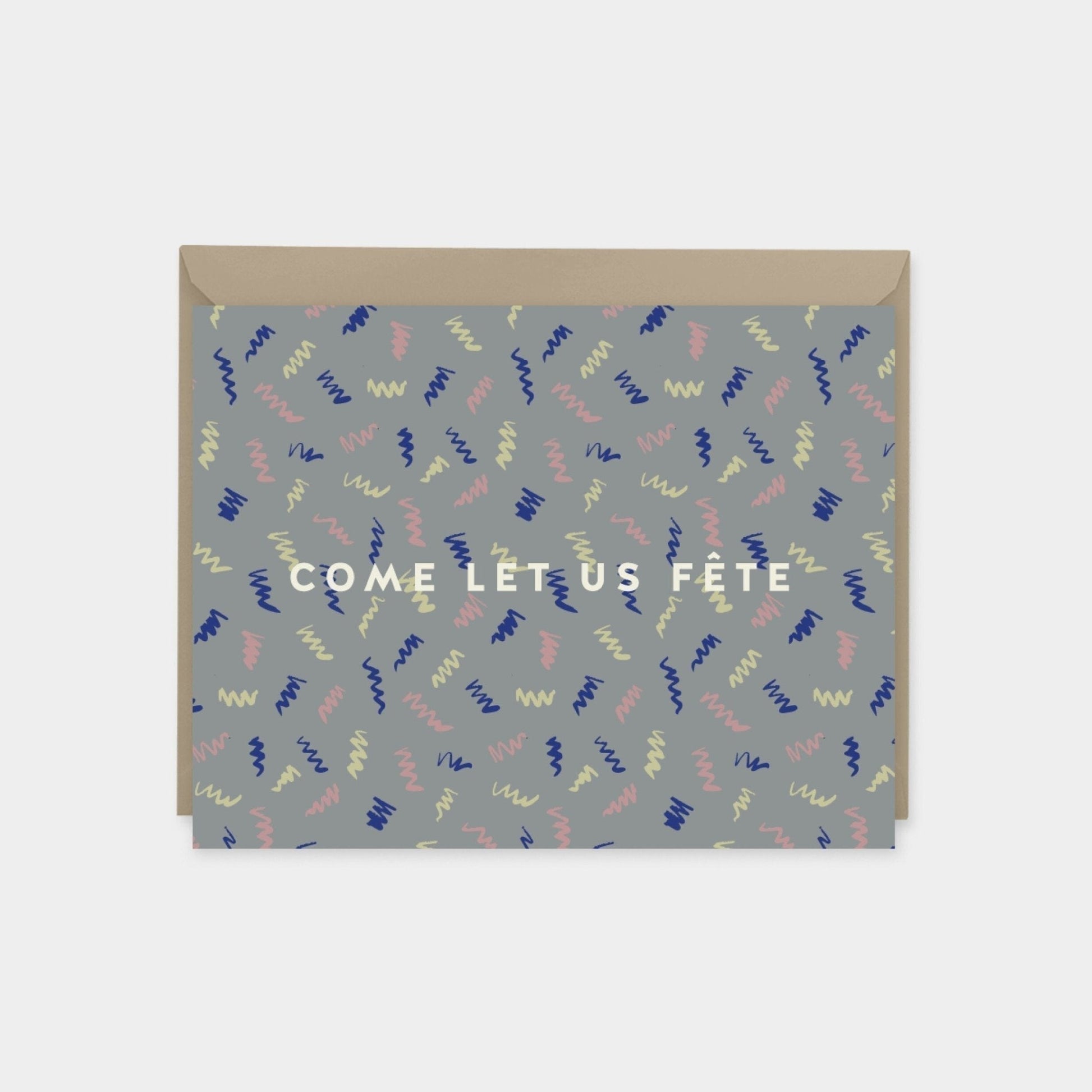 "Come Let Us Fete" Brush Pattern Card-Greeting & Note Cards-The Design Craft