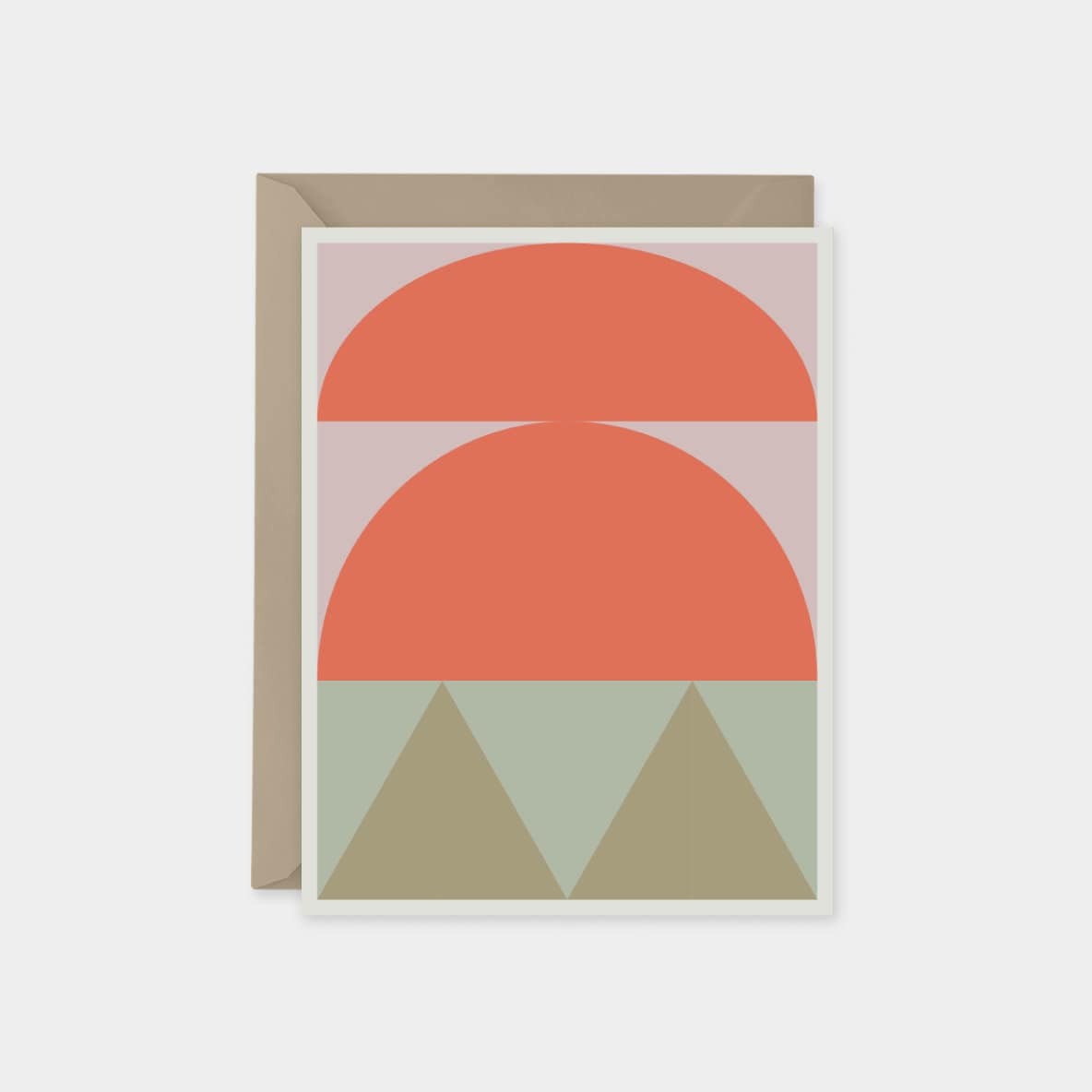 Coral and Beige Geo Card, Modern Blank-Greeting & Note Cards-The Design Craft